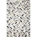 Bashian Bashian H112-ASH-2.6X8-H12 Santa Fe Collection Chevron Contemporary Leather Hand Stitched Area Rug; Ash - 2 ft. 6 in. x 8 ft. H112-ASH-2.6X8-H12